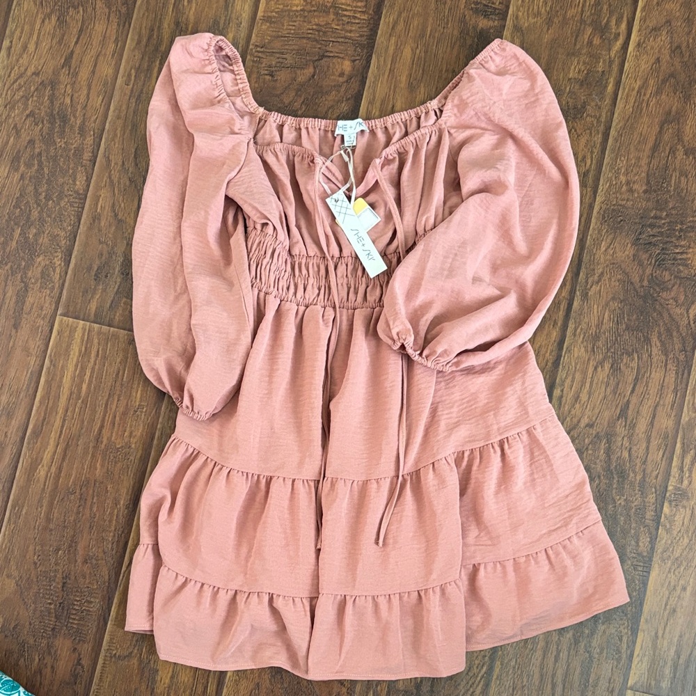 Blush Pink Tiered Smocked Waist Mini Dress